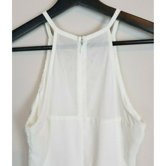 Francesca's White Lace Mesh High Neck Mini Dress Formal Lined XS EUC - Picture 4 of 5